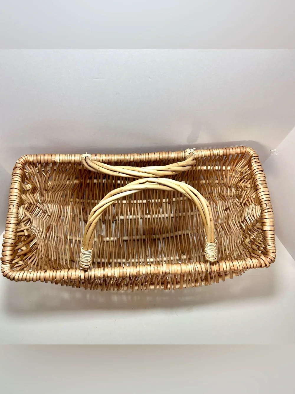 Ashland Woven Wicker Shopping Tote Basket with Handles